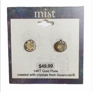 New Mist 14kt Gold Plate Swarovski Stud Earrings